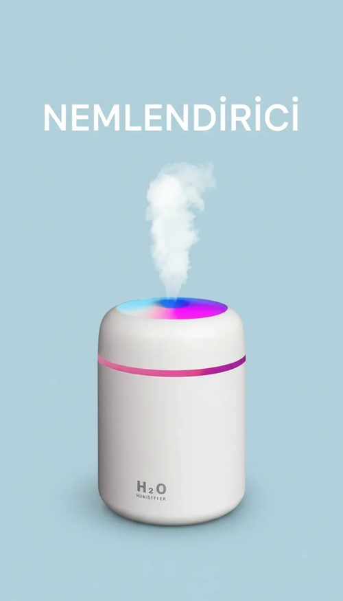 300 ml Ulrasonik Ledli Hava Nemlendirici Buhar Makinesi Ve Aroma Difüzörü
