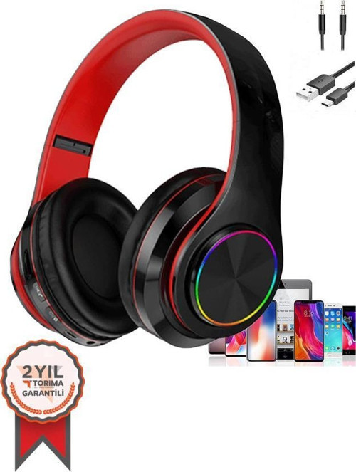 B39 Bluetooth Kablosuz Stereo Kulaklık Kırmızı - Siyah