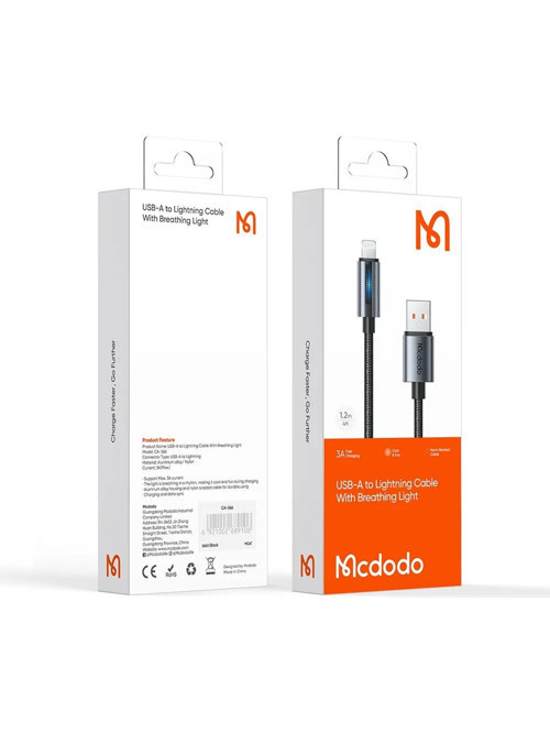 Ca-5660 Usb-A To Lightning Led Işıklı 1.2 Metre Kablo