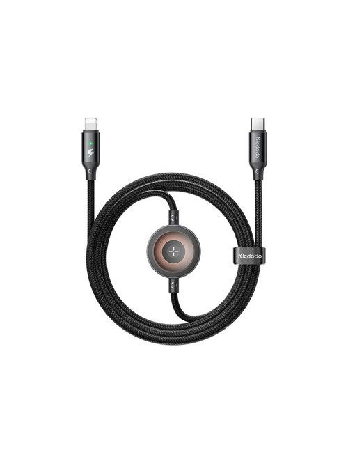 Ca-5680 36W 1 Lightning Ve 1 Watch Kablosuz Şarj Kablosu- Siyah