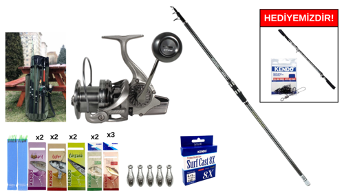 Revenger Tele Surf 420 cm100-250 gr&Ryuji Momentum 6000 Silver 11+1BB Surf Seti