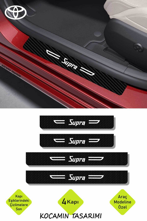 Supra Yazılı Dekoratif Karbon Kapı Koruma Toyota Supra İçin Siyah Beyaz Yazılı 4 Parça Kaplama Toyot