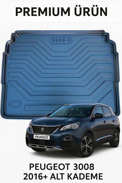 Peugeot 3008 2016+ Alt Kademe İle Uyumlu Bagaj Havuzu 3D Premium