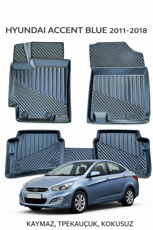 Hyundai Accent Blue 2011-2018 ile Uyumlu 3D Oto Paspas Premium
