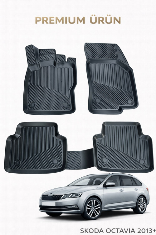Skoda Octavia 2013+ ile Uyumlu 3D Oto Paspas Premium