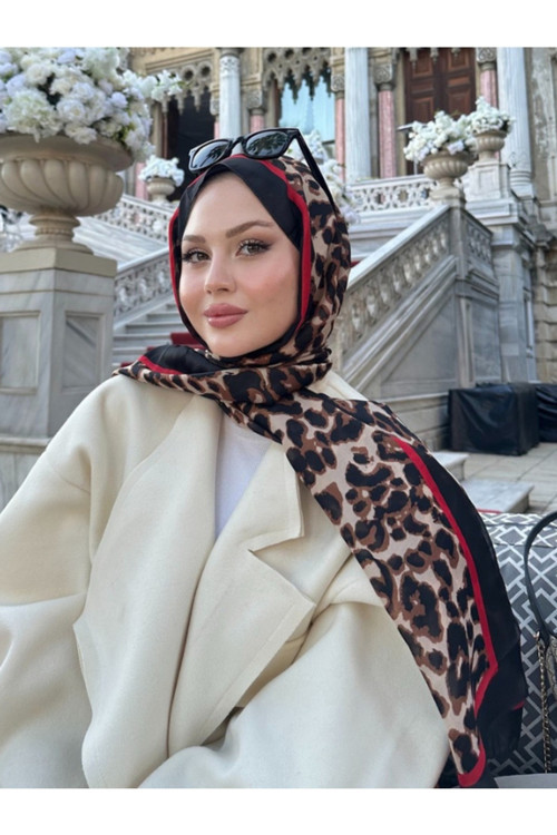 Leopar Şal İthal Vual İpek Şal Premium Leopar Desen