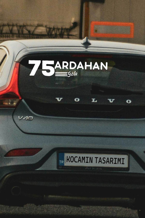 75 Ardahan Göle Plaka Kodlu Beyaz Araç Sticker İlçe Yazılı Özel Tasarım 40x8 cm Sticker