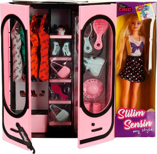 Anlily Stilim Sensin Elbise Dolaplı, Gardroplu, Kıyafetli Model Bebek