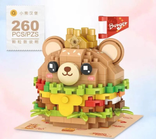 Tatlım Doktrini Serisi: Ayı Burger | 260 Parça Mikro Bloklar | 14+ Yaş | Yemek Maketi