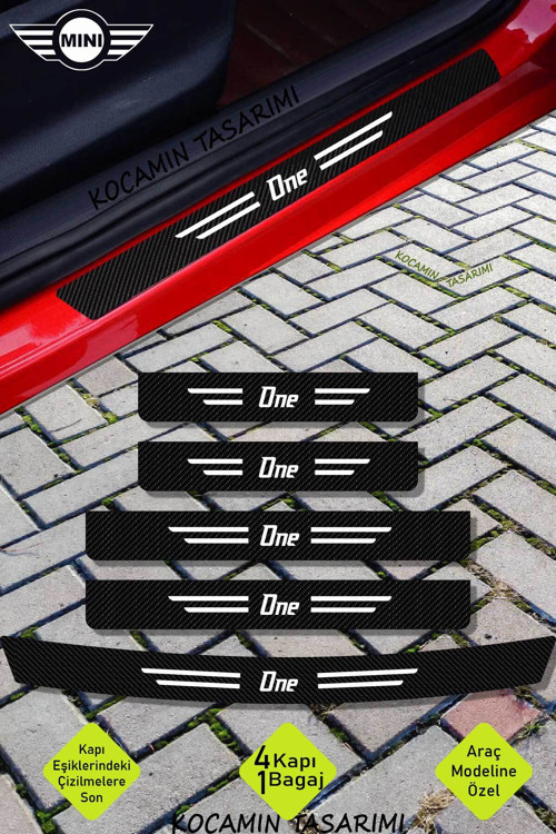 MINI One Karbon Kapı Bagaj Eşik Koruma Seti Çizilmelere Karşı Dayanıklı Folyo One Yazılı
