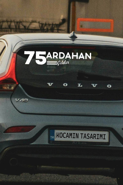 75 Ardahan Çıldır Plaka Kodlu Beyaz Araç Sticker İlçe Yazılı Özel Tasarım 40x8 cm Sticker