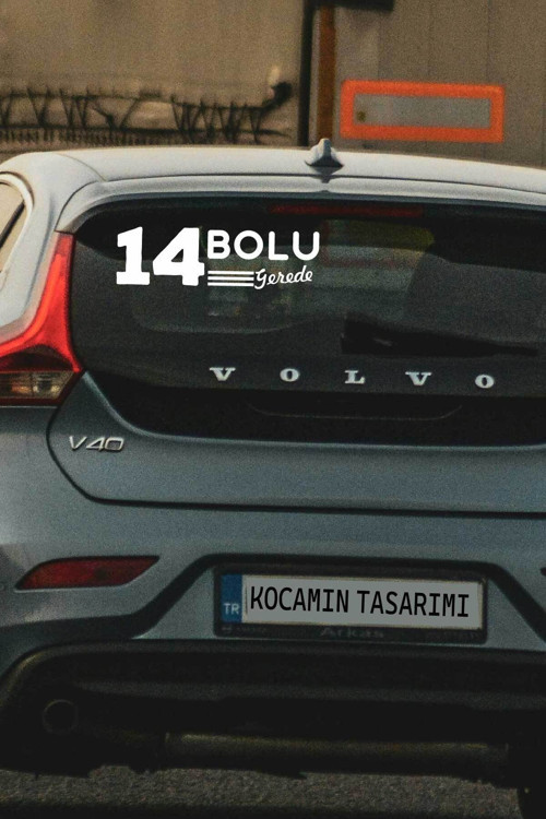 Bolu 14 Plaka Kodlu Beyaz Araç Sticker Gerede İlçe Yazılı Özel Tasarım 40x8 cm Şehir ve İlçe Temalı