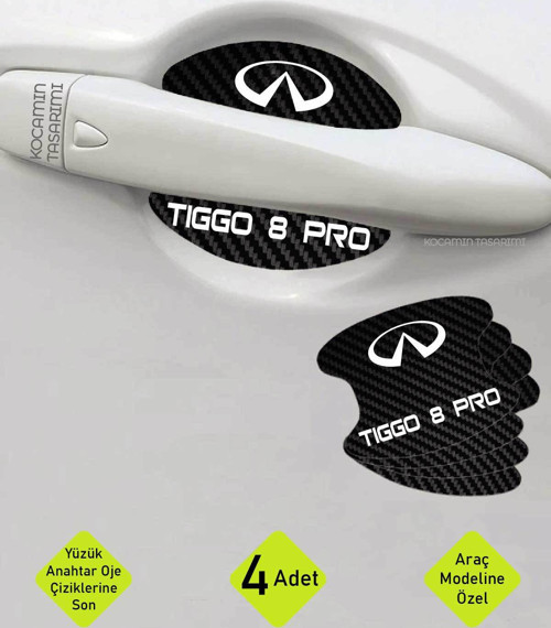 Karbon Desenli Chery Tiggo 8 Pro Kapı İçi Kolları Çizilmelere Karşı Özel Koruma Folyo Seti Tiggo 8 P