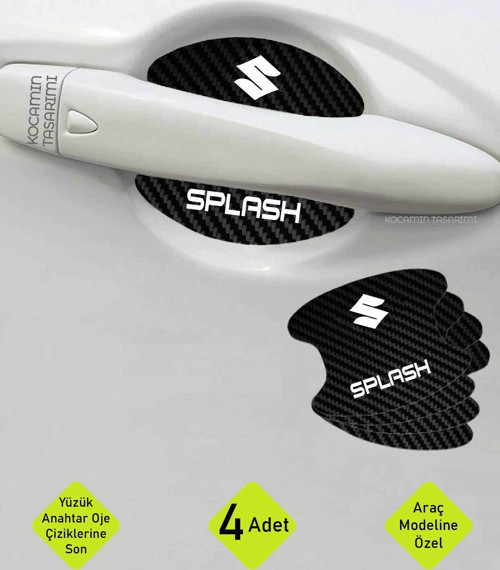 Suzuki Splash Karbon Desenli Kapı İç Kısmı Çizik Koruma Folyo Seti - 4 Parça Splash Yazılı