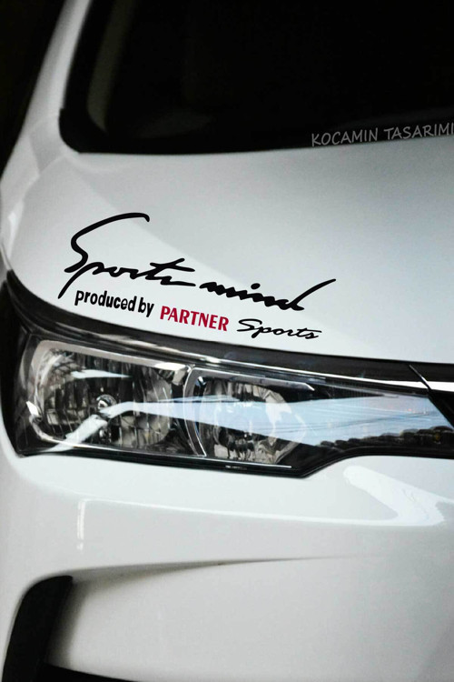Peugeot Partner Sport Mind Şeritli Far Sticker Siyah Zemin Kırmızı Yazı Araca Özel Partner Yazılı