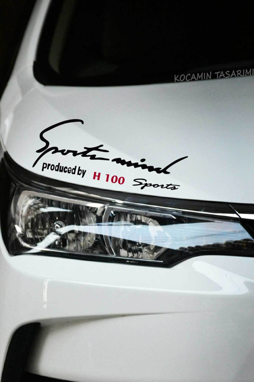 Hyundai H 100 Sport Mind Şeritli Far Sticker Siyah Zemin Kırmızı Yazı Araca Özel H 100 Yazılı