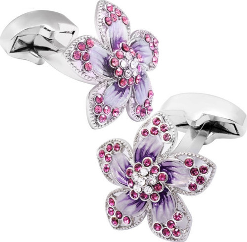 Kadın Mor Çiçek Kol Düğmesi