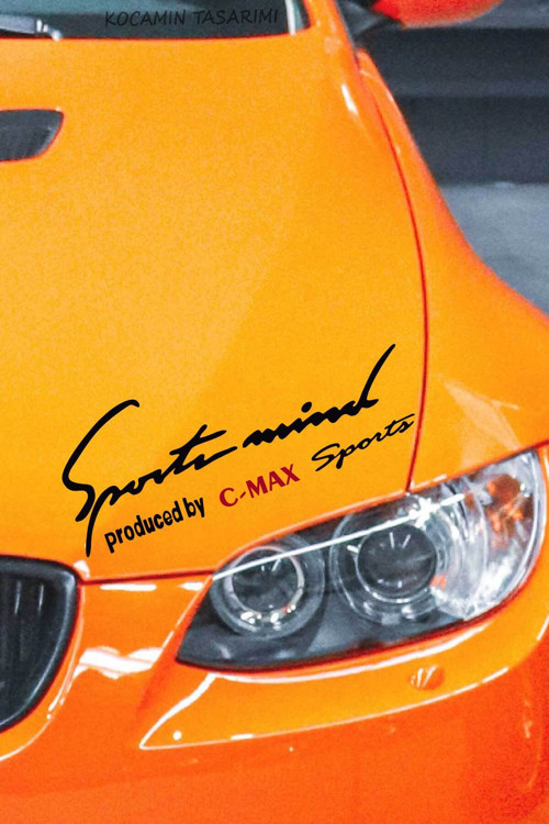 Ford C-Max Sport Mind Far Üstü Şerit Sticker Araca Özel Siyah Kırmızı Yazı Tasarımı C-Max Yazılı