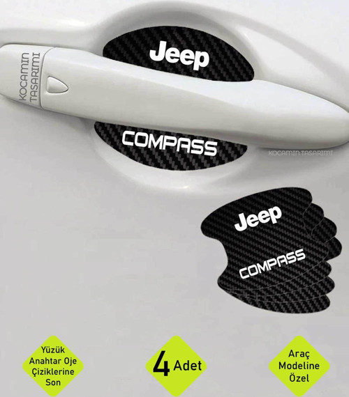 Karbon Desenli Jeep Compass Kapı İçi Çizik Önleyici ve Şık Tasarım Folyo Koruma Seti Compass Yazılı