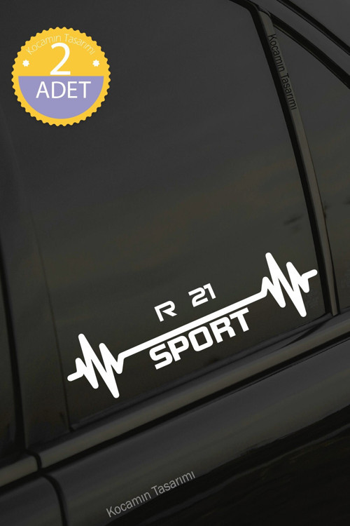 Renault R 21 Nabız Kalp Atışı Ritim R 21 Araç Uyumlu Oto Sticker 2 Adet Beyaz 20*7CM