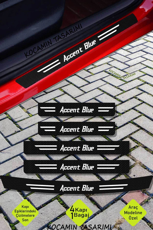 Hyundai Accent Blue Karbon Kapı Bagaj Eşik Koruma Seti Çizilmelere Karşı Dayanıklı Folyo Accent Blue