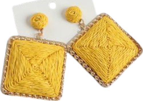 Sarı Kare Küpe