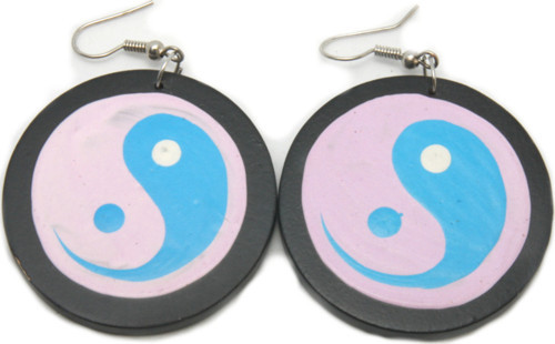 Ahşap Ying Yang Küpe