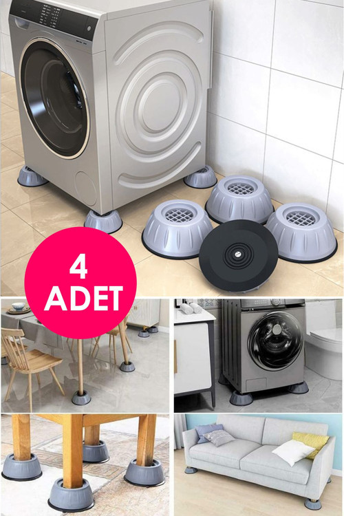 Pratik 4 Adet Beyaz Eşya Altlığı Çamaşır Bulaşık Makinası Buzdolabı Yükseltici Titreşim Önleyici