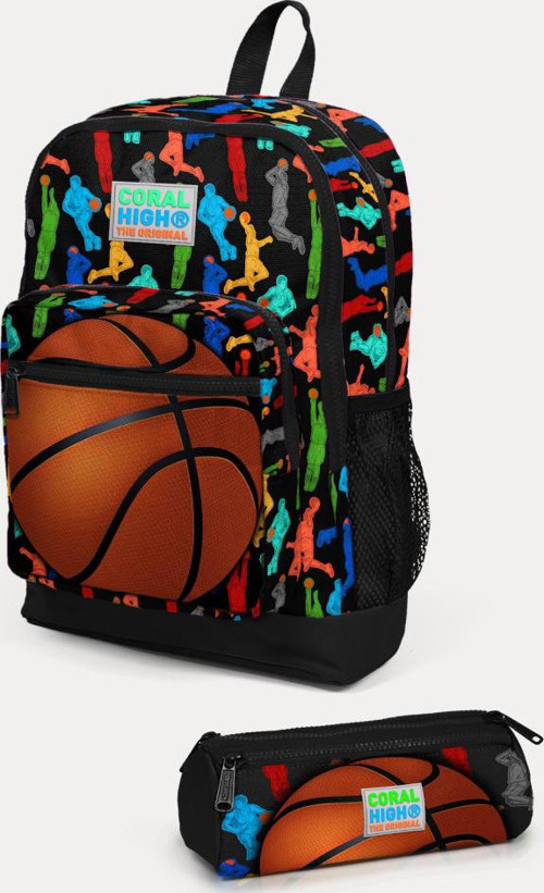 Kids Siyah Basketbol Desenli 2'li Okul Çanta Seti SET0223471