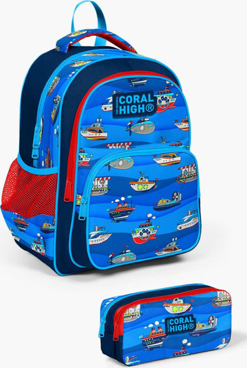 Kids Lacivert Mavi Gemi Desenli 2'li Okul Çanta Seti SET0214416