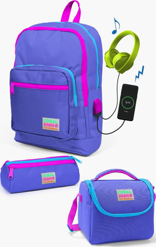 Kids Lavanta USB'li 3’lü Okul Çanta Seti SET0123803
