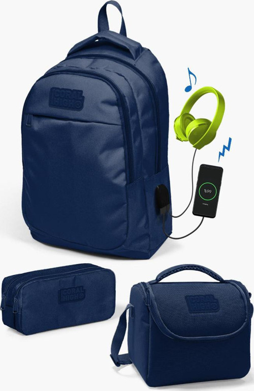 Kids Lacivert Usb'li 3’lü Okul Çanta Seti SET0124313