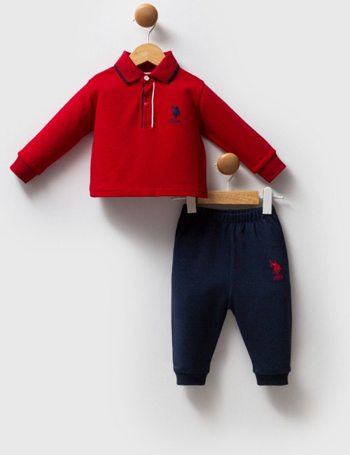 US POLO ERKEK POLO YAKA SWEATSHIRT ALT ÜST TAKIM - 2570US - Kırmızı - 36 Ay KIRMIZI