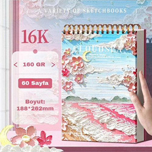16K 160 Gr Kalın kağıt Cloudsea Spiral sketcbook 60 Sayfa Profesyonel Çizim defteri