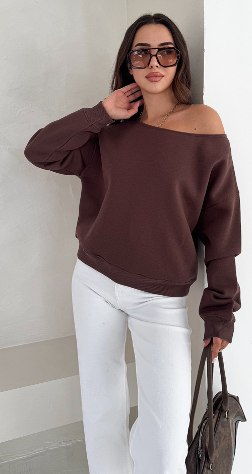 Kadın Omuz Detaylı Polar Sweatshirt – Rahat & Feminen Stil