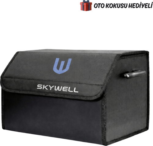 Skywell Marka Logolu Oto Bagaj Organizer Çanta Oto Bagaj Çantası 2 Bölmeli Suni Deri