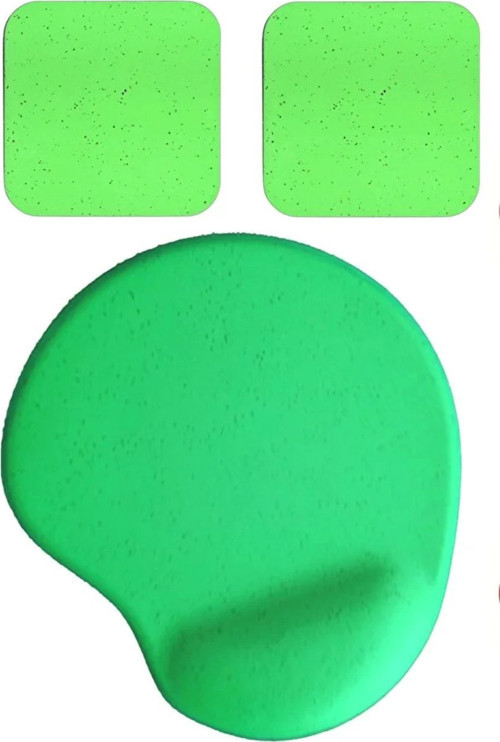 Oval Yeşil Kum Desen Bilek Destekli Mouse Pad + 2 Adet Yeşil Kupa Fincan Bardak Altlığı Altlık Set