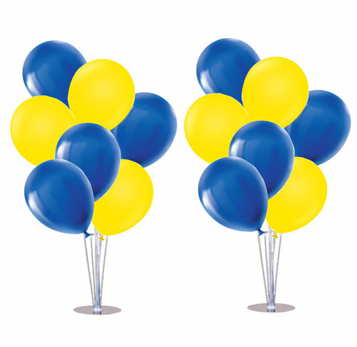 2 Adet Ayaklı Balon Standı 7li Set, 14 Adet Taraftar Sarı-Lacivert Balon