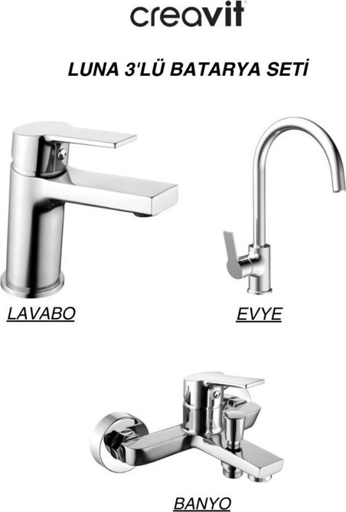 Luna Batarya Seti 3'lü Banyo - Lavabo - Evye