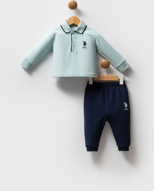 US POLO ERKEK POLO YAKA SWEATSHIRT ALT ÜST TAKIM - 2570US - Yeşil - 6 Ay Yeşil