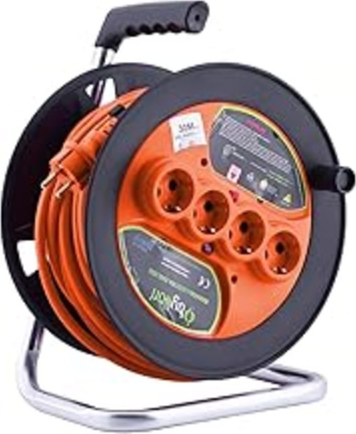 Bylion Ip20 Plastik Makaralı Seyyar 4 Prizli Uzatma Kablosu 3X2.5 Mm Cca Kablo 30 Metre Ter