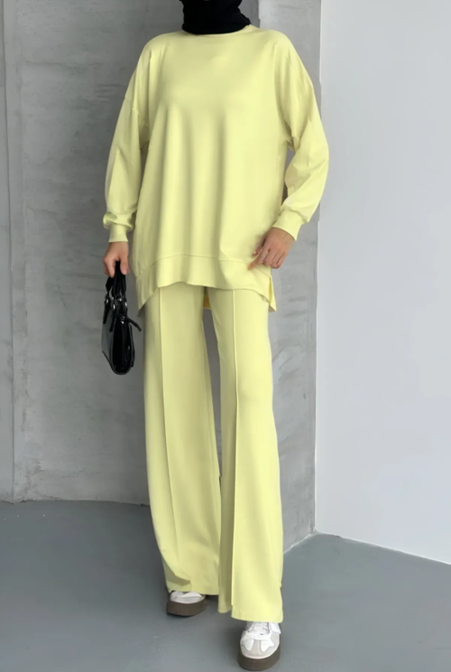 Feela Moda Kadın Modal Penye Oversize Tesettür Tunik Takım 2020