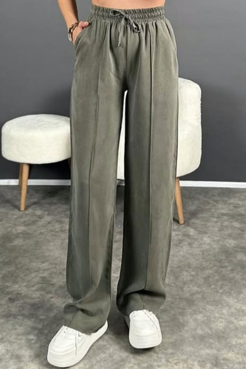 Feela Moda 2007 Bağcıklı Beli Lastikli Modal Çımalı Palazzo Kadın Pantolon