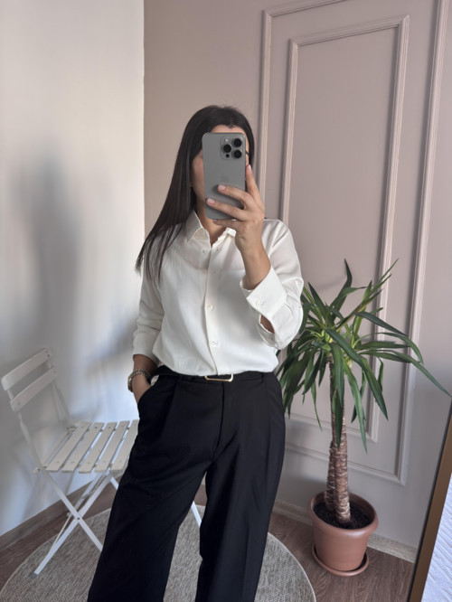 Poplin Kumaş Beyaz Gömlek