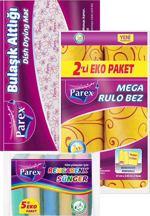 Rulo Temizlik Bezi Sünger ve Bulaşık Altlığı Paketi