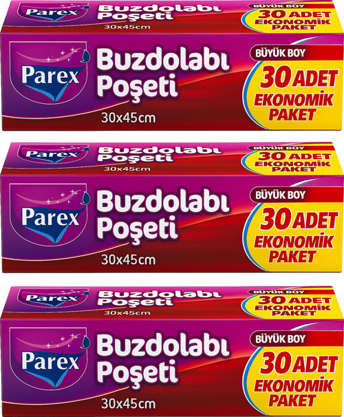 30’lu Buzdolabı Poşeti Büyük Boy 30 x 45 cm Üçlü Paket