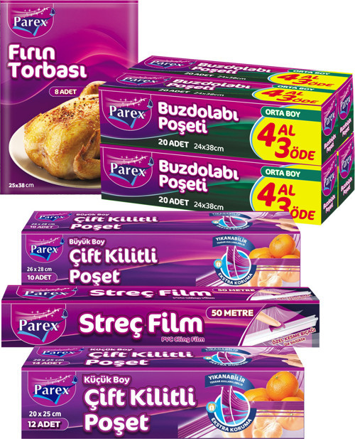 Çeşitli Buzdolabı Poşetleri, Streç Film ve Fırın Torbası Paketi