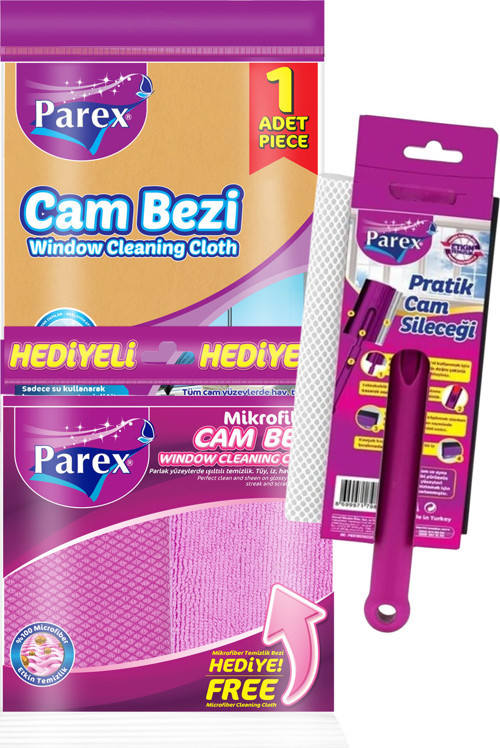 Pratik Cam Sileceği ve Çeşitli Cam Bezi Paketi