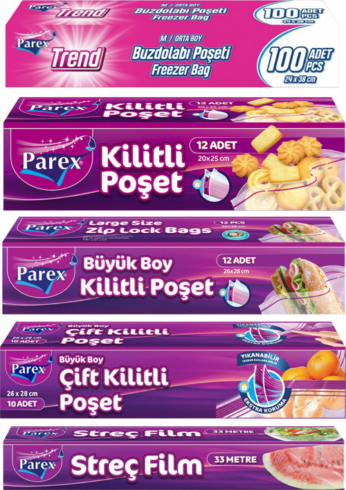 Farklı Ebatlarda Kilitli Buzdolabı Poşeti ve Streç Film Paketi