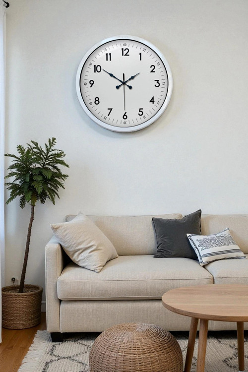 Zentime 40 Cm Metal Beyaz Klasik Duvar Saati